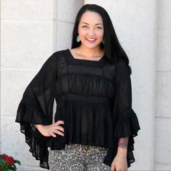 The House Of Gentry Tops - Sheer Black Blouse